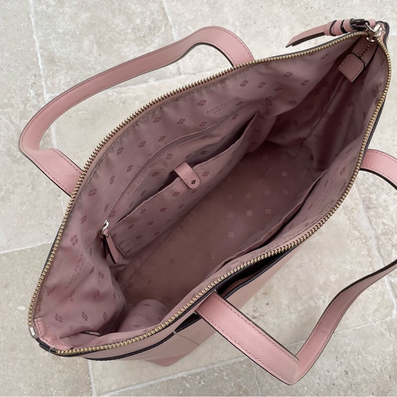 Kate Spade ♠️ Willow Page Crosshatch Leather Tote in 🌸Rosy Cheeks - Picture 9 of 13